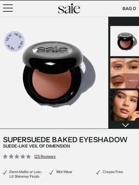 Saie Supersuede Baked Eyeshadow — Amaretto Warm Brown